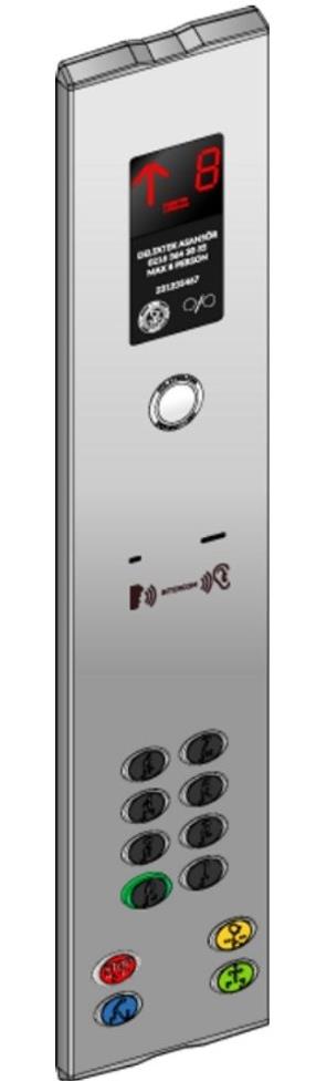 DKB25/8-PK20 Asansör Kabin Buton Paneli | Yarım Boy